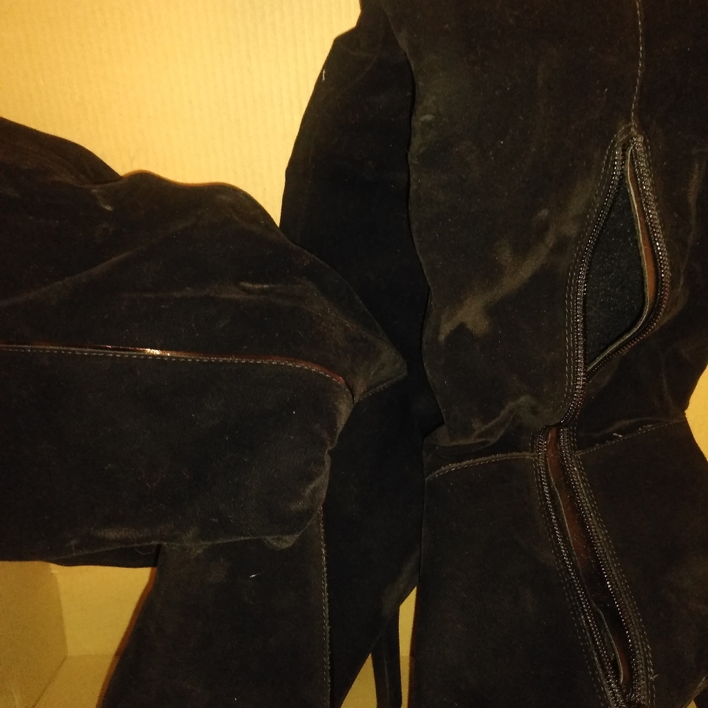Real black suede boots 4 inch heel very nice - Picture 13 of 16